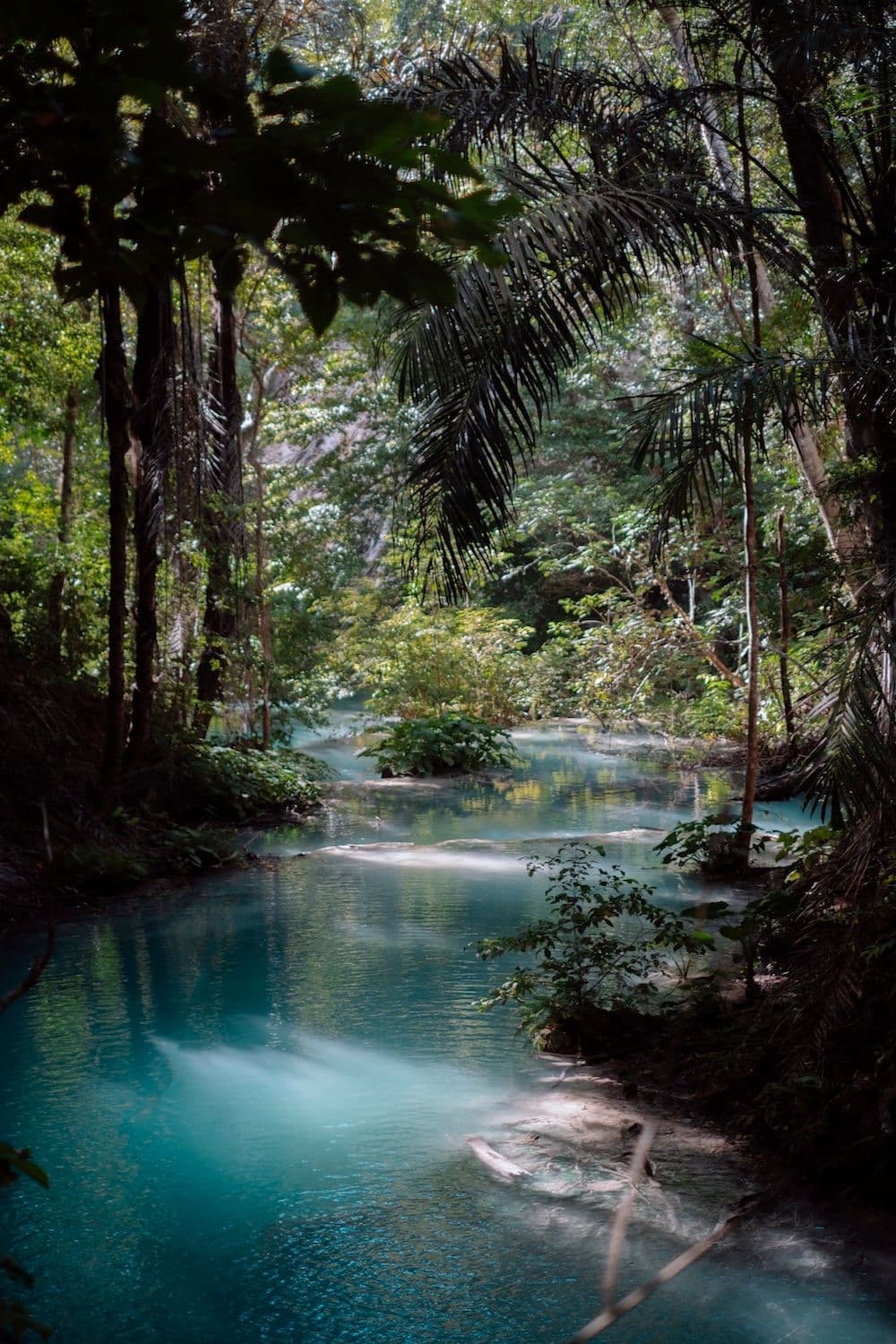 a beautiful scenery in sumbawa, turquoise river water