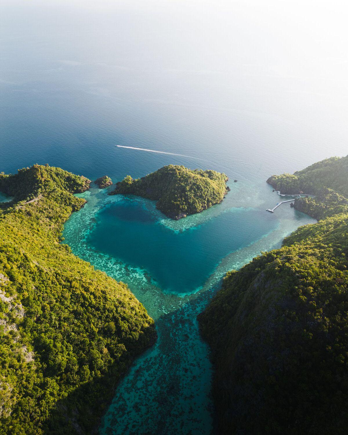 Heart drone shot misool raja ampat