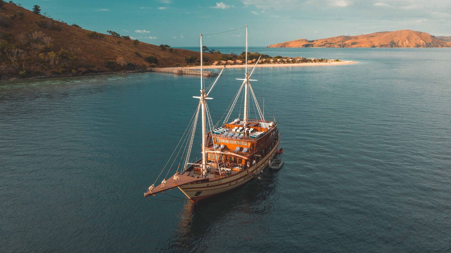 the maj oceanic boat landscape with a very wonderful view, turquoise sky